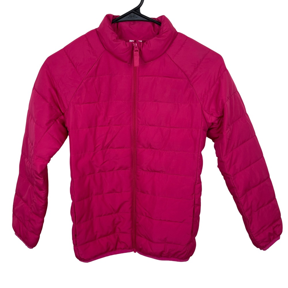Wonder Nation Girls' Puffer Jacket Pink Full‎ Zip Lightweight Size M (7-8)